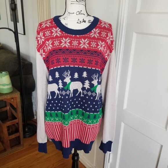 Well Worn Sweaters - Well Worn Brand Holiday Sweater Reindeer Decorated Sweater Sz XXL